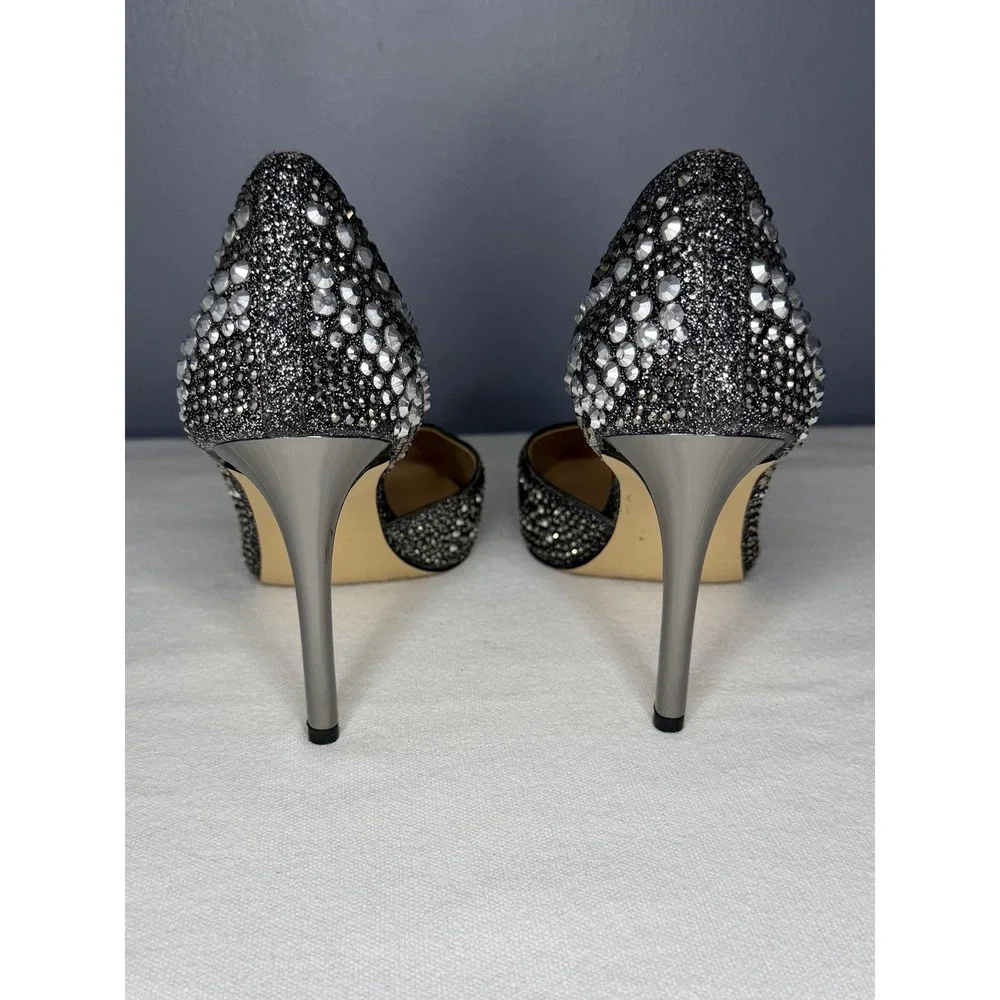 Gianni Bini Shoes 8.5 Silver Rhinestone Crystal D'Orsay Pointed Stiletto Pumps